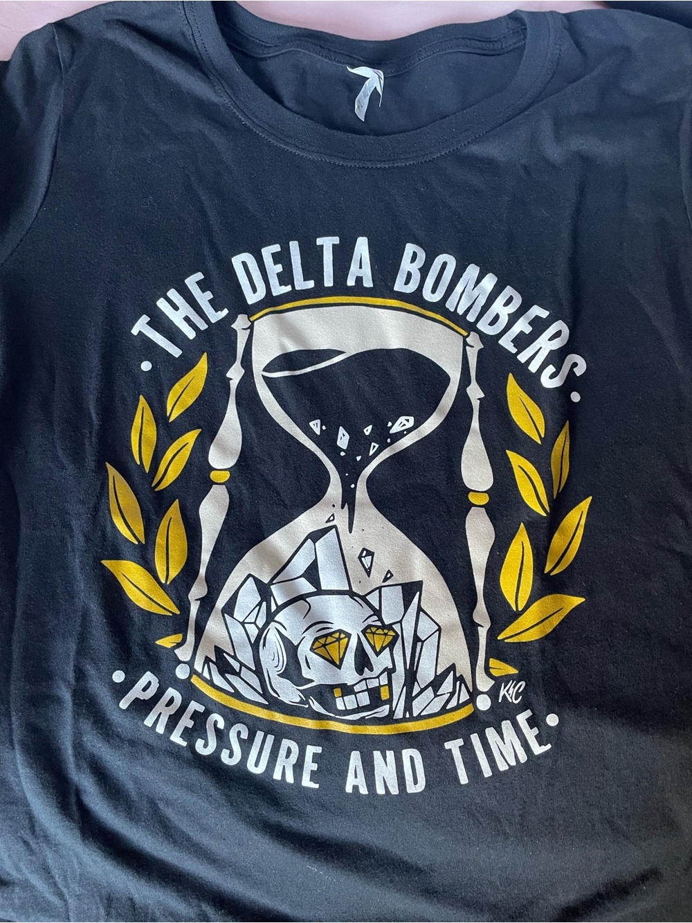The Delta Bombers Women’s Black Graphic Tee - 'Pressure and Time'